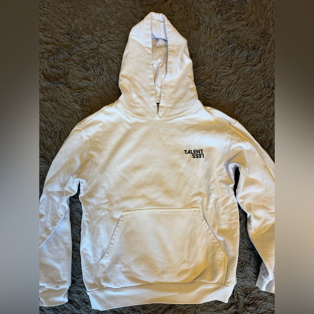 White talentless hoodie